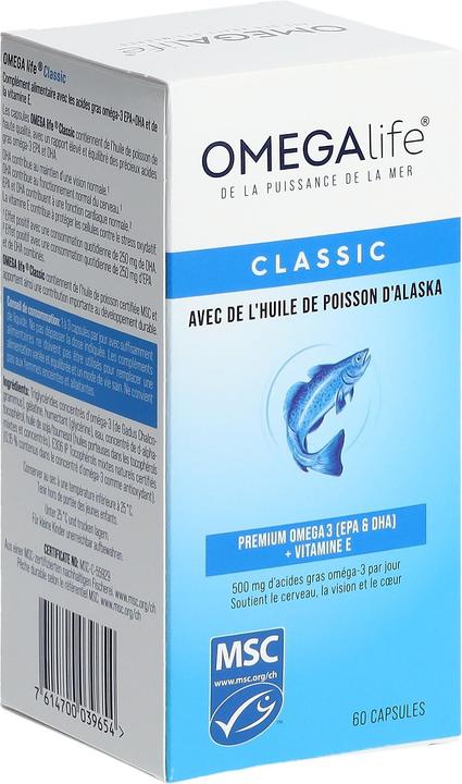 Actual product image Omega-Life Classic Caps 500 mg Ds 60 (60 Piece, Capsules, 128 g)