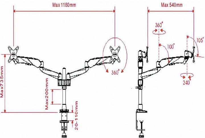 Immagine prodotto SpeaKa Professional Portamonitor a 2 pieghe Flex, Tisc (Tavolo, 27")