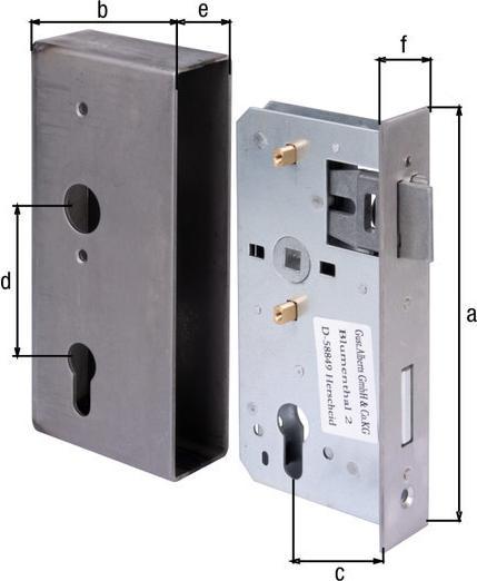Actual product image GAH Lock case DIN left / right Dimension A185xW90xC55xE40 mm Backset 55 mm (Mortise lock)