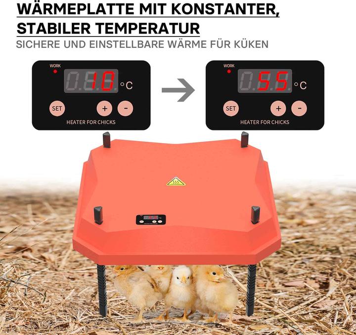Immagine prodotto Fudajo 35x35cm Piastra di riscaldamento per l'allevamento dei pulcini 25W con termostato per 25-30 pulcini (50 W)