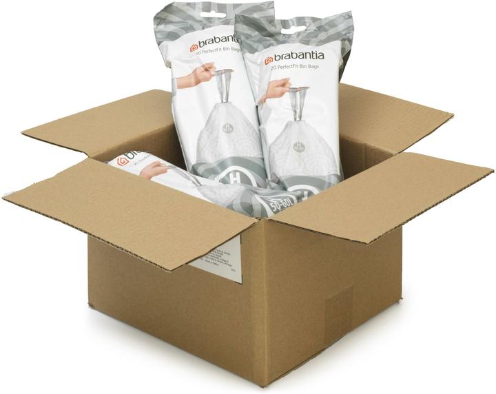 Brabantia PerfectFit Vuilniszakken - 50/60 l - Codice H - 6 rotoli x 20 pezzi (120 x, 60 l)