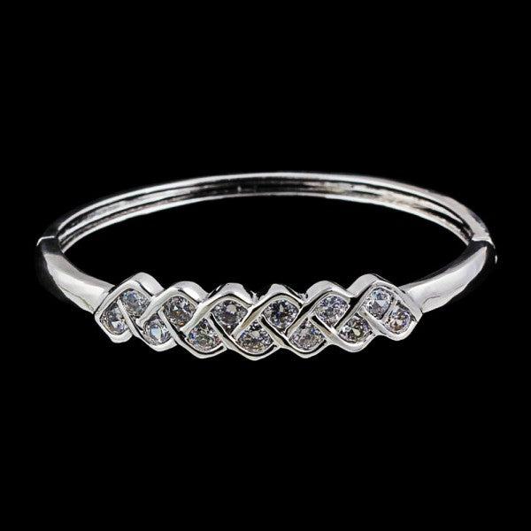 Immagine prodotto Hermex LUSSO Bracciale Bangle Placcato Platino Charms Zirconia - Platino (Lega di rame-nichel)