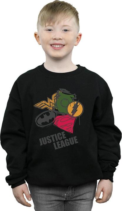 Actual product image Boys Justice League Spray Logos Sweatshirt (128)