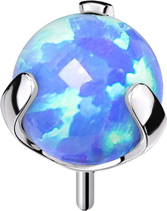 Produktbild Star Piercing Threadless silber Kugel Opal blau gefasst (ohne Messing, Titan G23)