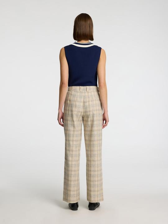 Image du produit Selected Femme Leinenmix Karo Hose mit weitem Bein (34)