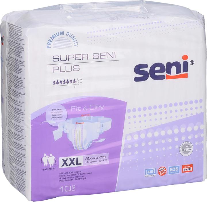 Actual product image Seni Plus Windelhosen XXL atmungsaktiv Hüftumfang 160-210cm 7 Tropfen (10 x, Large plus)