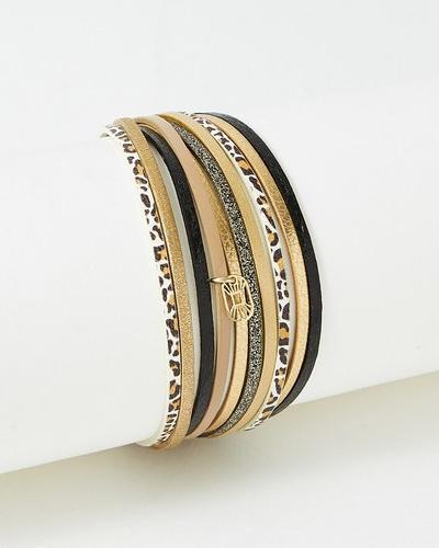 Flowers Forzoé Malicieux Armband – Messingplatte – Echtes Leder (Messingplatte)