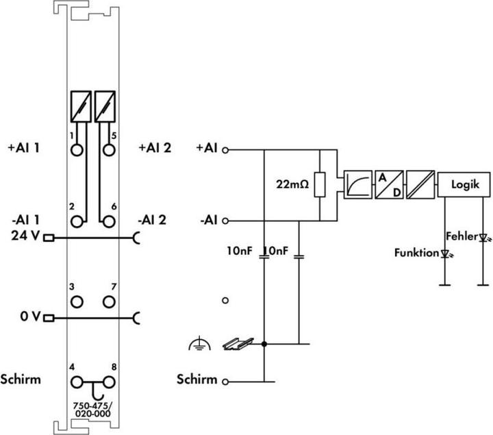 Produktbild Wago Analoges I/O-Modul DC Serie 750 24V 750-475/020-000