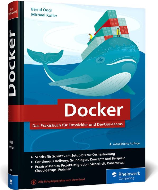 Actual product image Docker (German, Bernd Kofler, Michael Kofler, 2023)