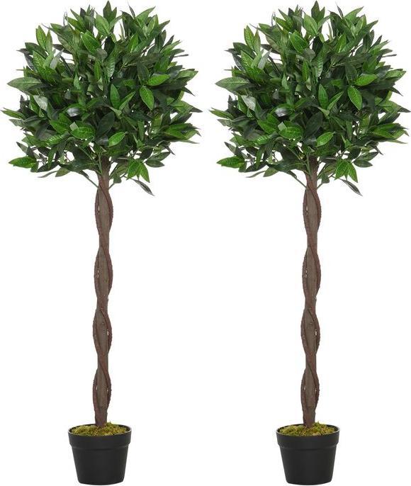 Actual product image Swisshandel24 2er-Set Künstlicher Lorbeerbaum 120cm Kunstpflanzen im Zementtopf, Zimmerpflanze (120 cm)