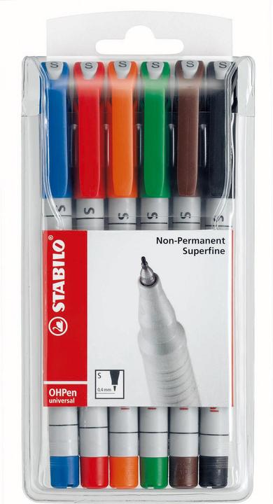 Produktbild STABILO OHPen (Orange, Grün, Blau, Schwarz, Rot, Braun, 0.40 mm, 6 x)