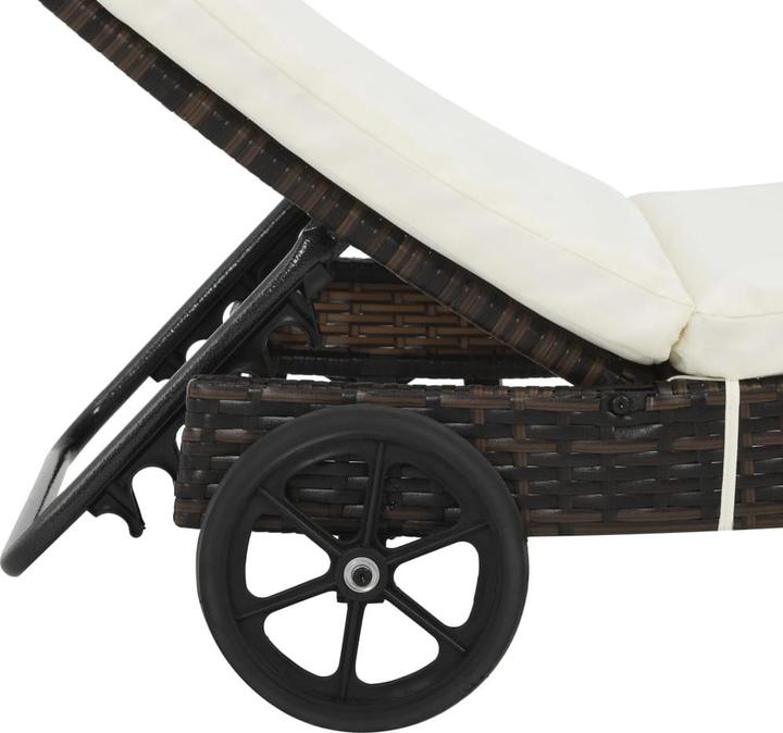 Actual product image VidaXL Sonnenliegen 2 Stk. mit Rollen und Auflagen Poly Rattan (60 cm)