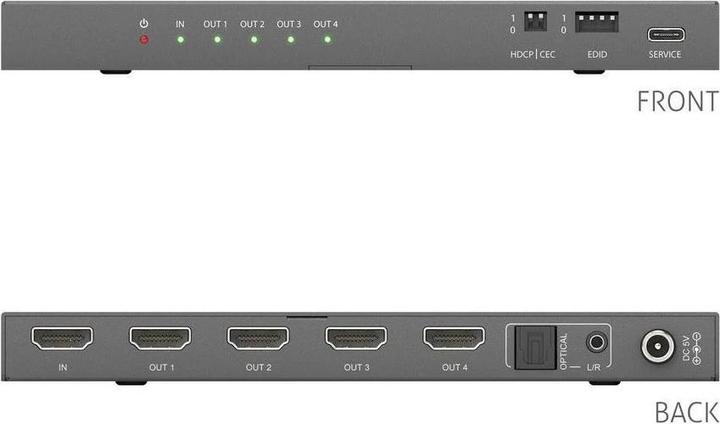 Produktbild Purelink PureTools - 1x4 HDMI2.1 Splitter - 48Gbps - 8K (60Hz 4:2:0) 12 bit, Audio De-Embedding und Signal M