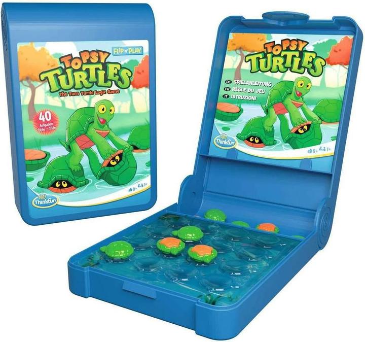 Produktbild Ravensburger ThinkFun 76576 - Flip N' Play Topsy Turtles - das Reise-Logikspiel, für Kinder und Erwachsene ab 8 (Deutsch, Französisch, Italienisch)