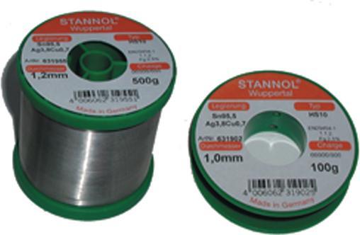Image du produit Stannol HS10 2510 Étain de soudure, sans plomb Bobine Sn95,5Ag3,8Cu0,7 ROM1 100 g 0.5 mm (Kit de bobine de soudure)