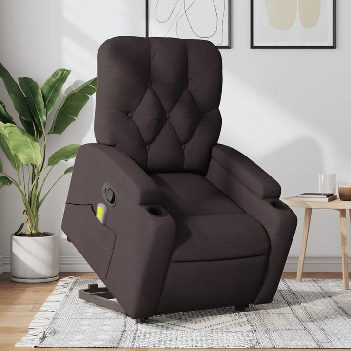 Actual product image VidaXL Massage armchair Stand-up aid TV armchair Relax armchair Dark brown fabric