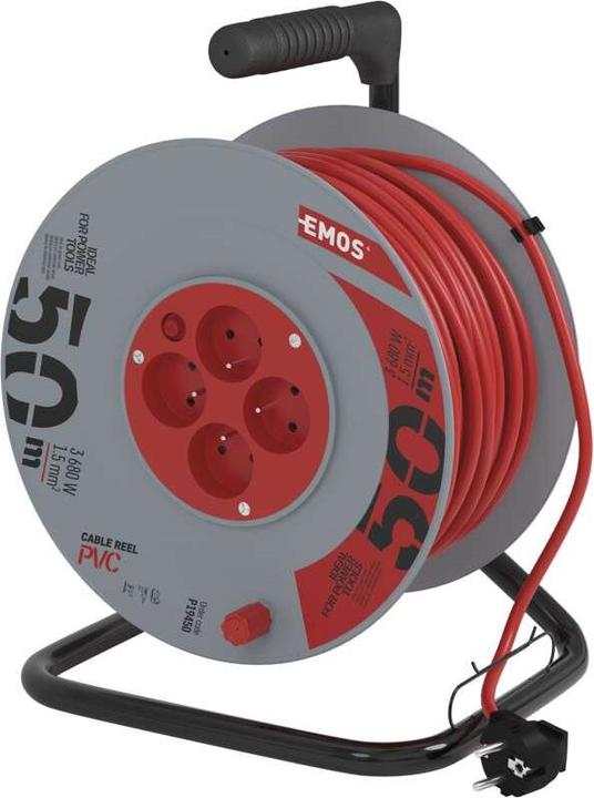 Produktbild Emos Trommelkabel mit Erdung, 4 Steckdosen, 50 m (P19450) (50 m, 1.50 mm²)