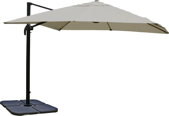 Mendler Gastronomy traffic light umbrella, 3.5x3.5m (Ø4.95m) polyester/aluminium 25kg cream-grey with (3.50 m)