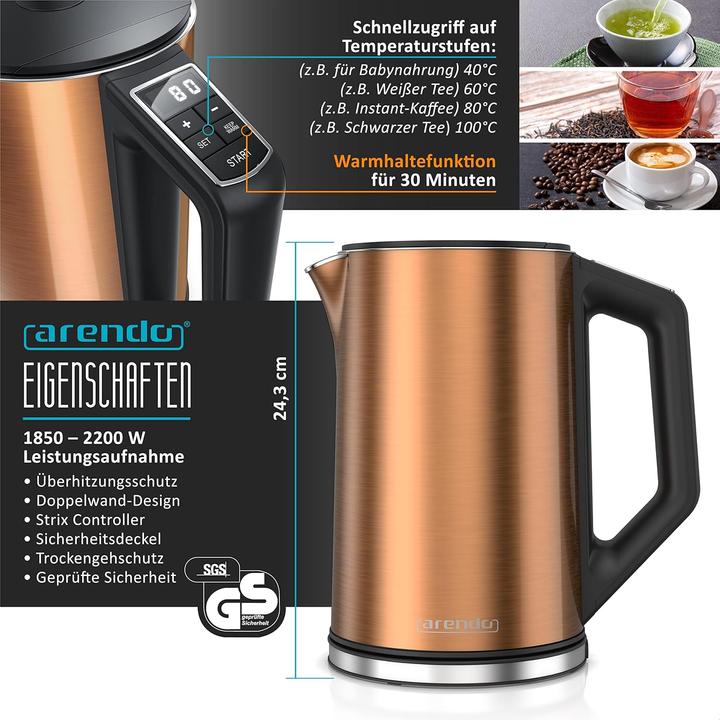 Actual product image Arendo Wasserkocher-Toaster-Eierkocher-Set (1.50 l)