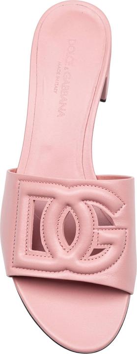 Produktbild Dolce & Gabbana pink leather mule with dg logo (39)