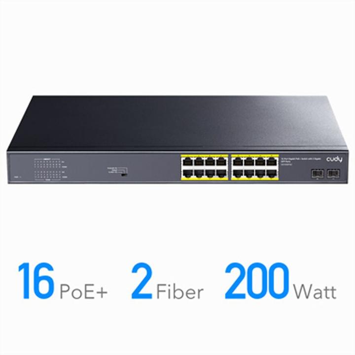 Immagine prodotto Cudy Switch di rete GS1020PS2 Gigabit Ethernet (10/100/1000) Power over Ethernet (PoE) Nero (18 Porti)