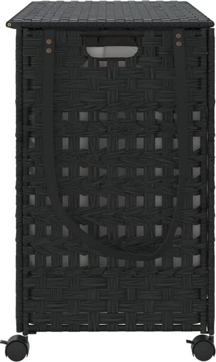 Produktbild VidaXL Wäschekorb mit Rollen Schwarz 66x35x60 cm Rattan,Farbe
