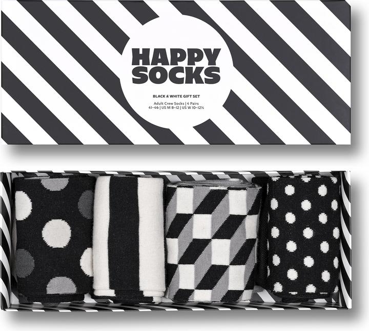 Immagine prodotto Happy Socks Classico bianco e nero (confezione da 4, 36 - 40)