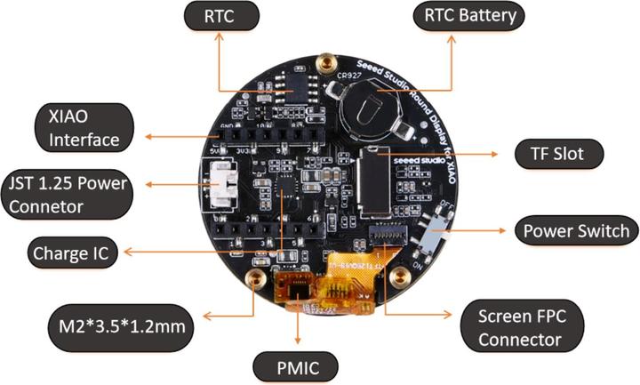 Actual product image Seeed Studio Round 1.28inch Touch Display for XIAO