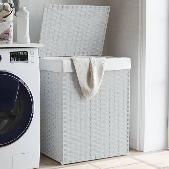 Actual product image VidaXL Laundry basket with lid White 46x33x60 cm Poly