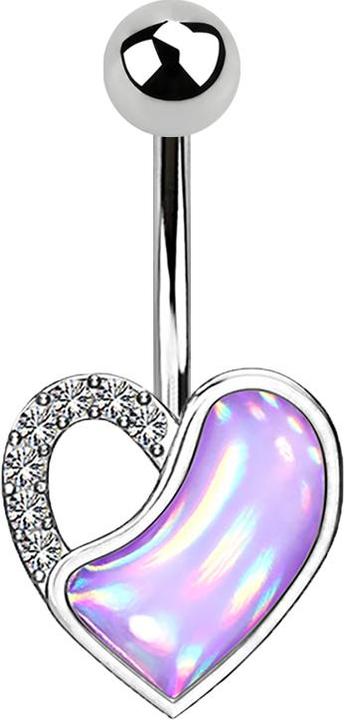 Immagine prodotto Star Piercing Cuore d'argento a banana con cristallo e pietra epossidica viola (Ottone, Acciaio chirurgico 316L)