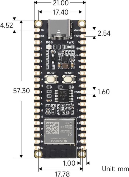 Produktbild WaveShare ESP32-C6 Pico Mini Entwicklungsboard
