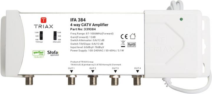 Image du produit Triax Amplificateur IFA 384, 4 sorties, YouSee Ready et Stofa Approved (Amplificateur)