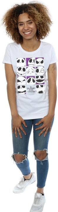 Actual product image Disney Womens/Ladies Nightmare Before Christmas Many Faces Of Jack Squares Cotton T-Shirt (S)
