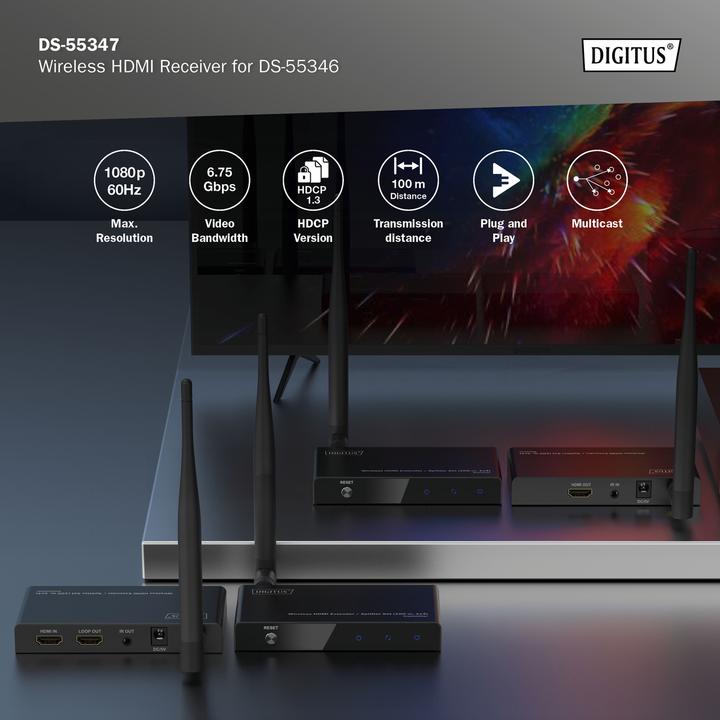 Actual product image Digitus Wireless HDMI Receiver for DS-55346 (100 m, HDMI 1.4a)