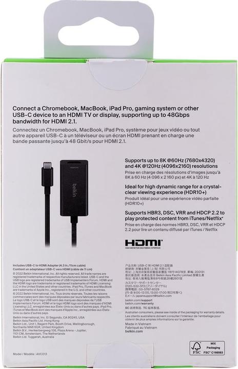 Produktbild Belkin HDMI (Typ A) — USB Typ C (HDMI, USB Typ-C, 19 cm)