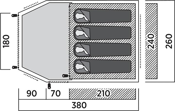 Immagine prodotto Easy Camp Kuppelzelt Lomsdal 4 (olivgr?n, mit Tunnel-Anbau, Modell 2025) (Tenda a cupola, 6.40 kg, 4 persone)