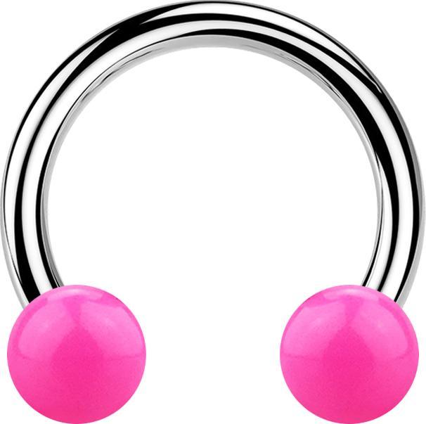 Produktbild Star Piercing Micro Circular Barbell silber mit zwei Kugeln pink (Chirurgenstahl 316L, Acryl, ohne Messing)