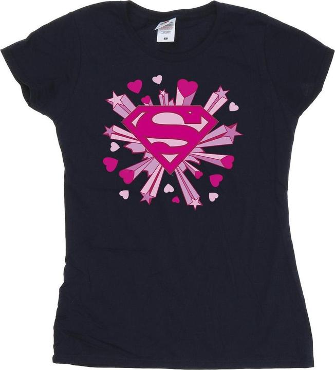Superman Pink Hearts And Stars Logo TShirt (S)