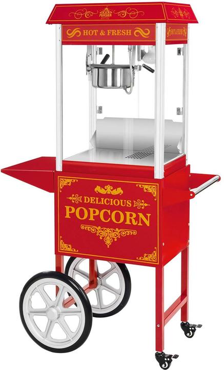 Royal Catering Popcorn Machine with Cart - retro design - red