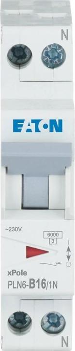 Actual product image Eaton PLN6-B16/1N-EN Miniature circuit-breaker 16A 1p+N Plug-in class B