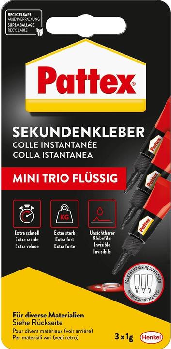 Pattex Sekundenkleber Flüssig Mini Trio (3 g)