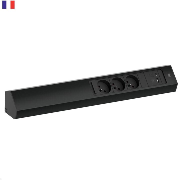 Actual product image Bachmann CASIA 2 3x FR socket UTE 1x USB charger A/C (932.107) black, long (3 x, CEE 7/3, CEE 7/5, 2 m)