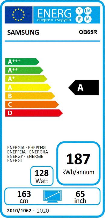 Energie-Label Samsung QB65R (3840 x 2160 Pixel, 65")
