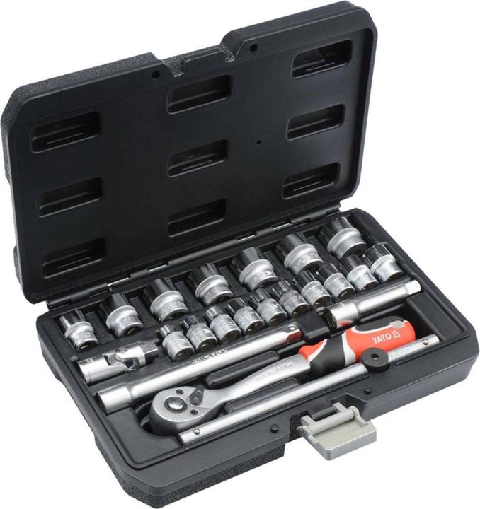 Produktbild Yato YT-38561 Werkzeugkasten Steckschlüssel Satz 22 tlg. 3/8" mit Knarre (3/8")