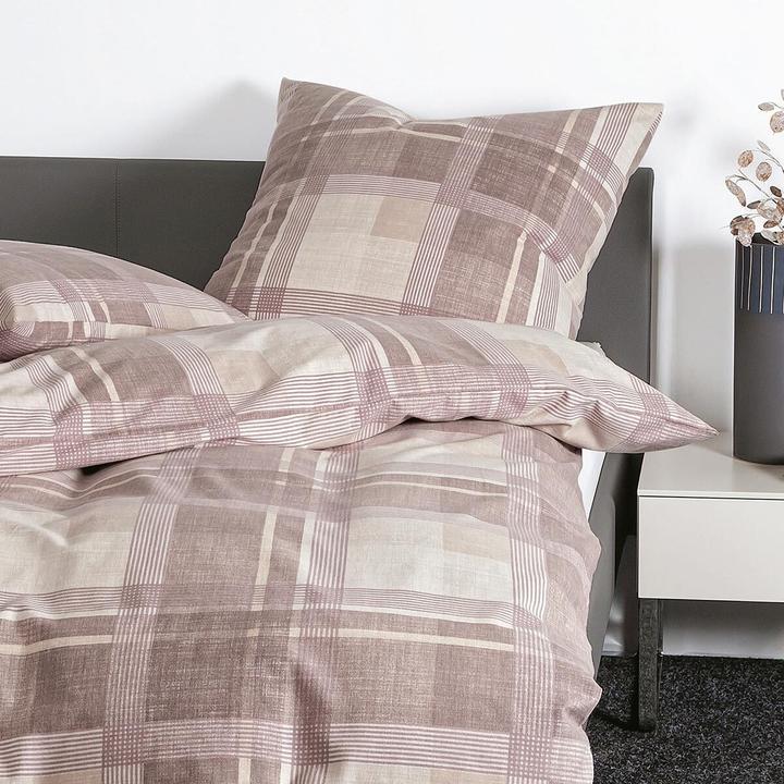 Produktbild Janine Feinbiber Bettwäsche Davos 65159 naturell mauve (Bettwäsche Set, 155x220 cm + 80x80 cm)