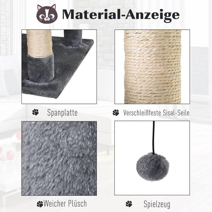 Image du produit Swisshandel24 Arbre à gratter Arbre à grimper Meubles pour chat Grotte à chat avec poteaux en sisal, 60 x 50 x (145 cm, Gris)