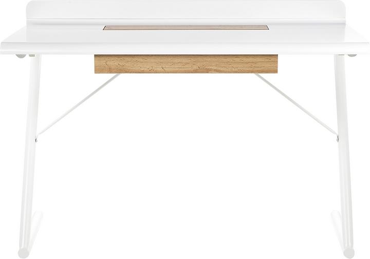 Produktbild Beliani Schreibtisch weiss / heller Holzfarbton 120 x 60 cm Schublade FOCUS (120 x 60 x 84 cm)