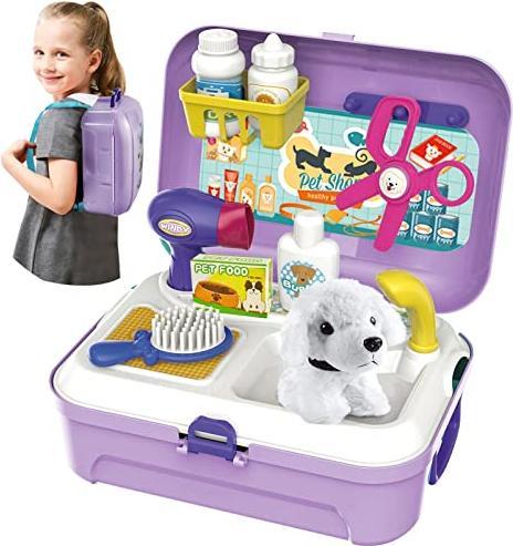 Produktbild Activity Board Hunde Kinder Spielzeug, Rolle spielen Rucksack Hundesalon Spielzeug Kinder Friseur Spielset