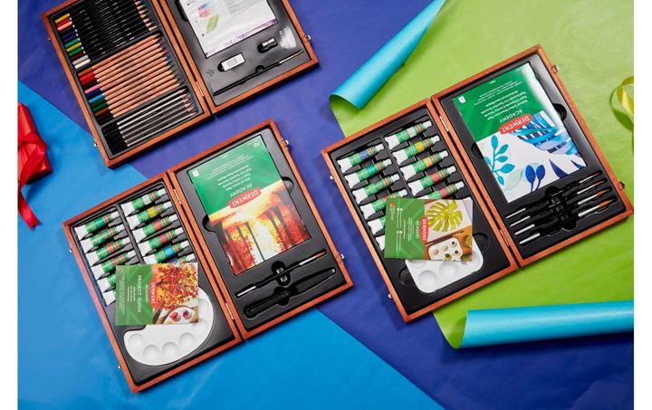 Actual product image Derwent Acrylic Paint Acrylic Wooden Box Multicolored (Multicoloured, 12 ml)