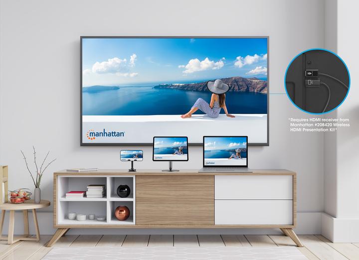 Actual product image Manhattan 1080p Wireless HDMI-Displayadapter mit USB-C-Sendemodul (30 m, HDMI 1.4a)